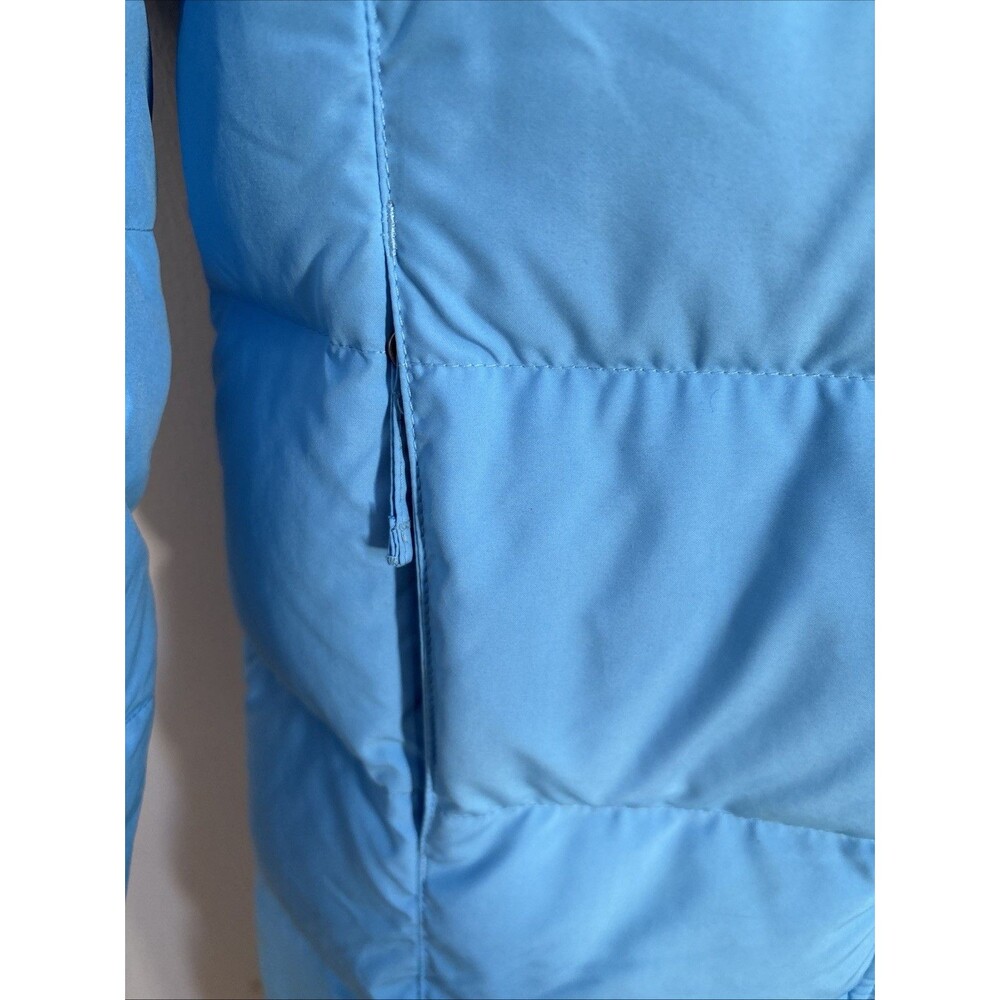 VTG LL Bean Medium Goose Down Hooded Y2K 90s VeganJacket Removable Hood Blue - Picture 3 of 5